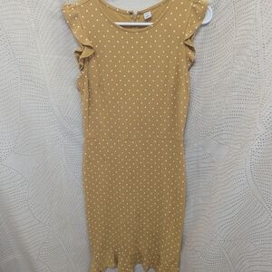 Old Navy Yellow Dress with White Dots Ruffle Sleeve